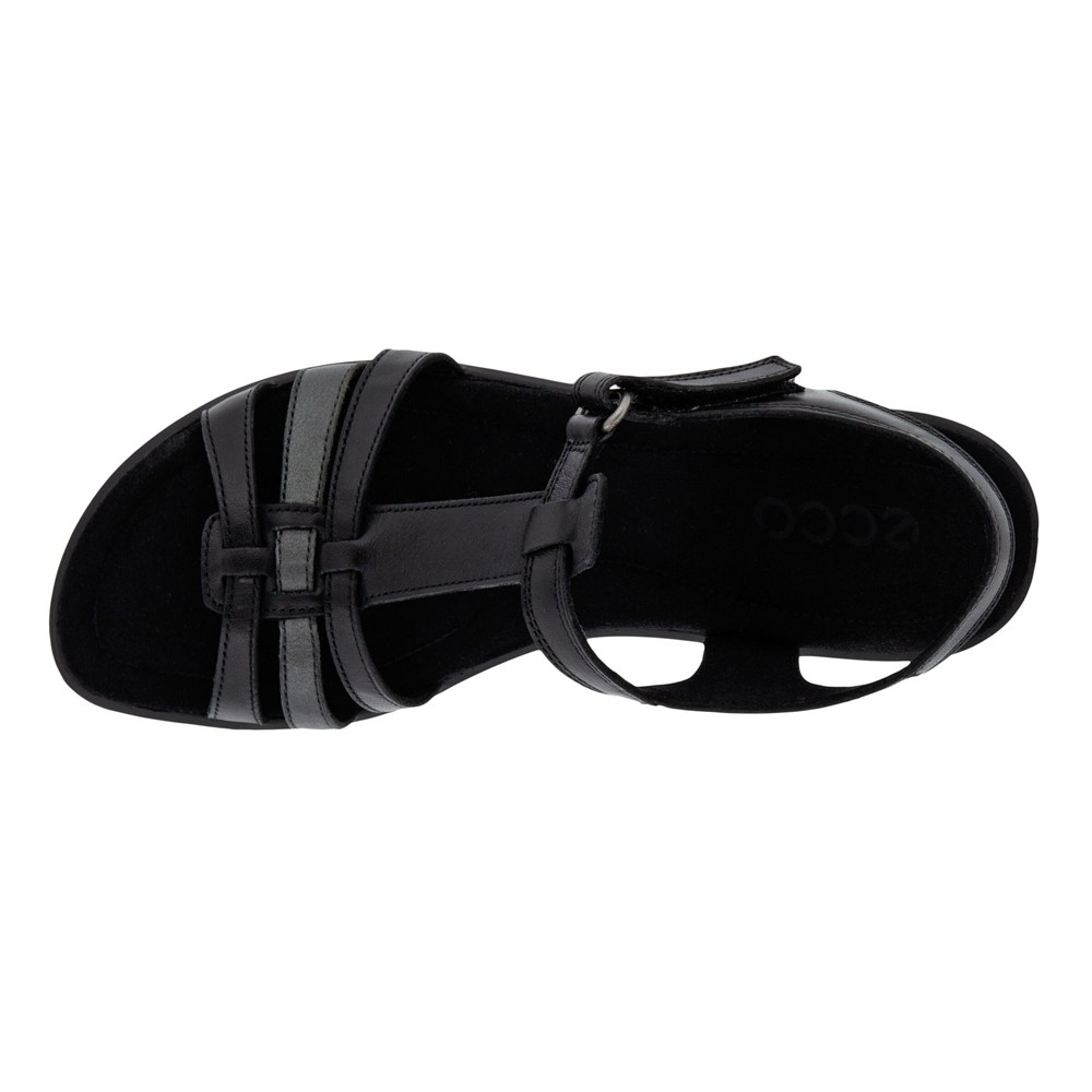 ECCO Womens Sandals Black - Finola T-Bar Strap - EYH-197264